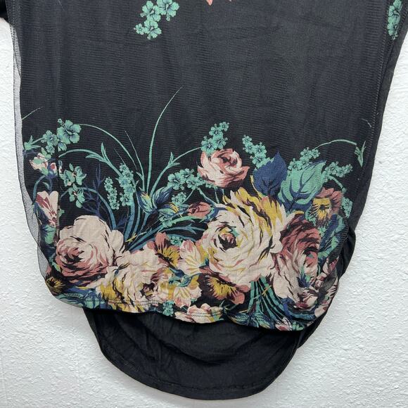 Eloista Early 2000s Retro Floral Mesh Womens Top Small Fairygoth Whimsigoth Chic - Picture 3 of 8